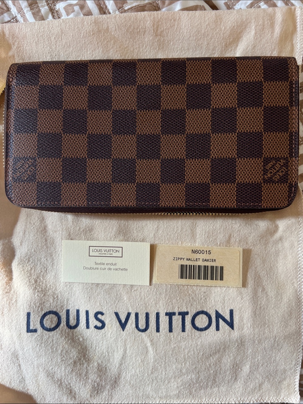 Louis Vuitton Damier Ebene Zippy Wallet — Brown Checker Canvas
